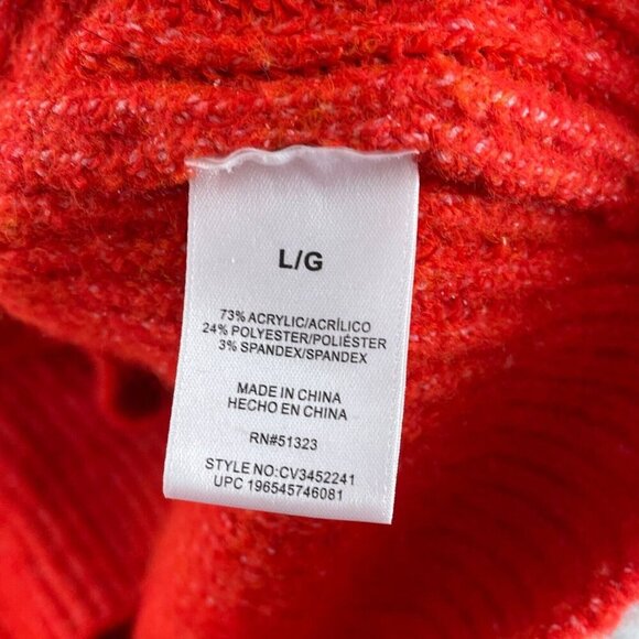 Vince Camuto Womens Red Ribbed Half-Zip Sweater L Acrylic Blend Long Sleeve 5882 - Picture 4 of 9